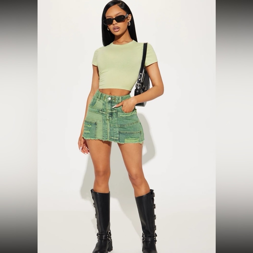 Fashion Nova Green Mini Skirt